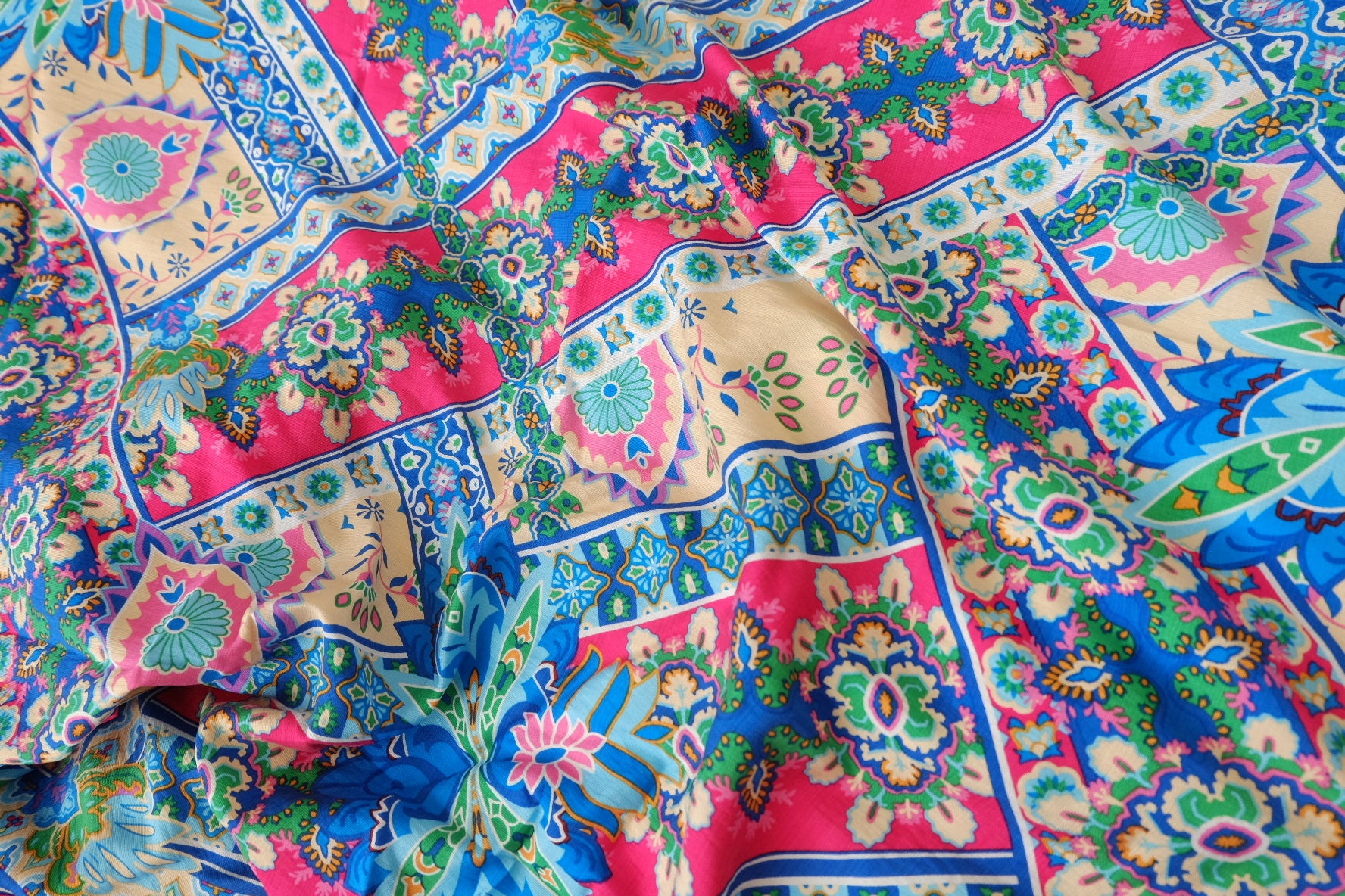 Bold Resort Print Cotton Rayon Fabric, 3.28 Yards