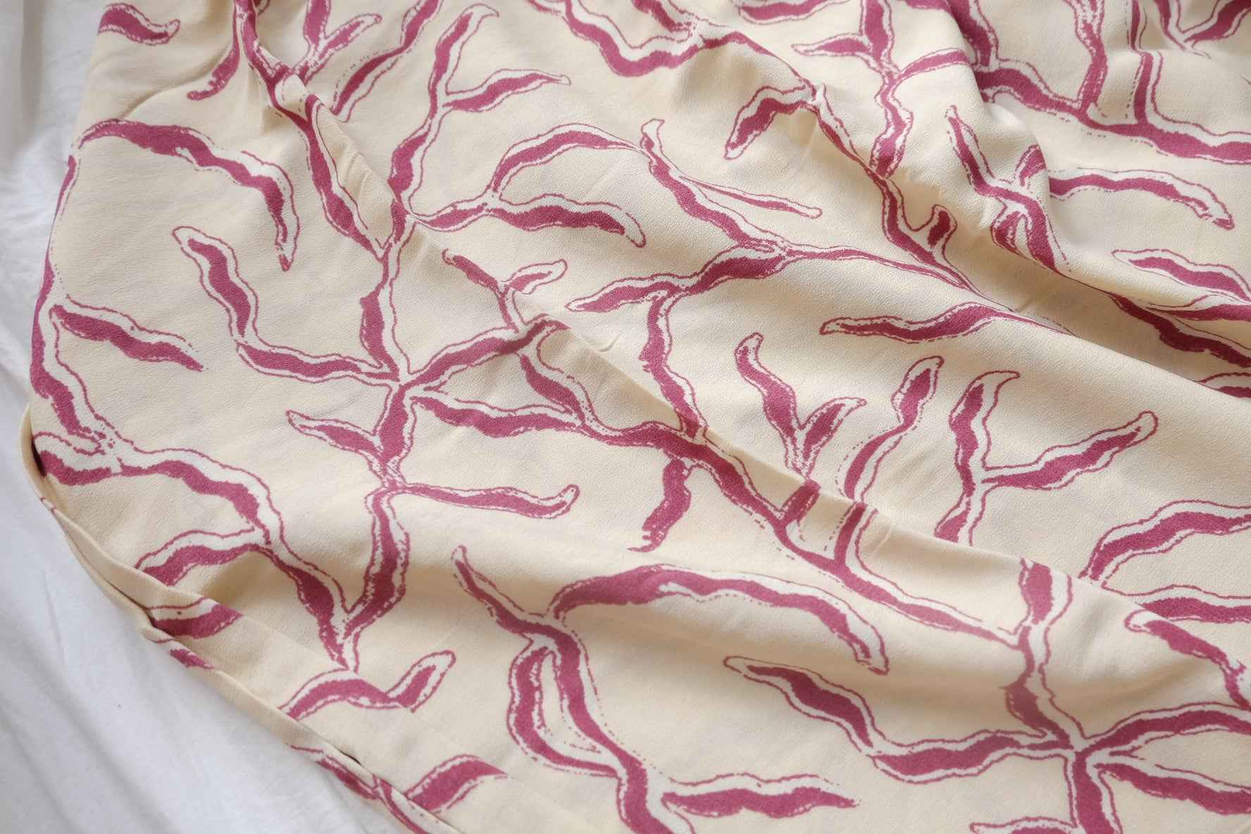 Mauve Botanical Rayon Linen-Blend Fabric - 2.19 yd