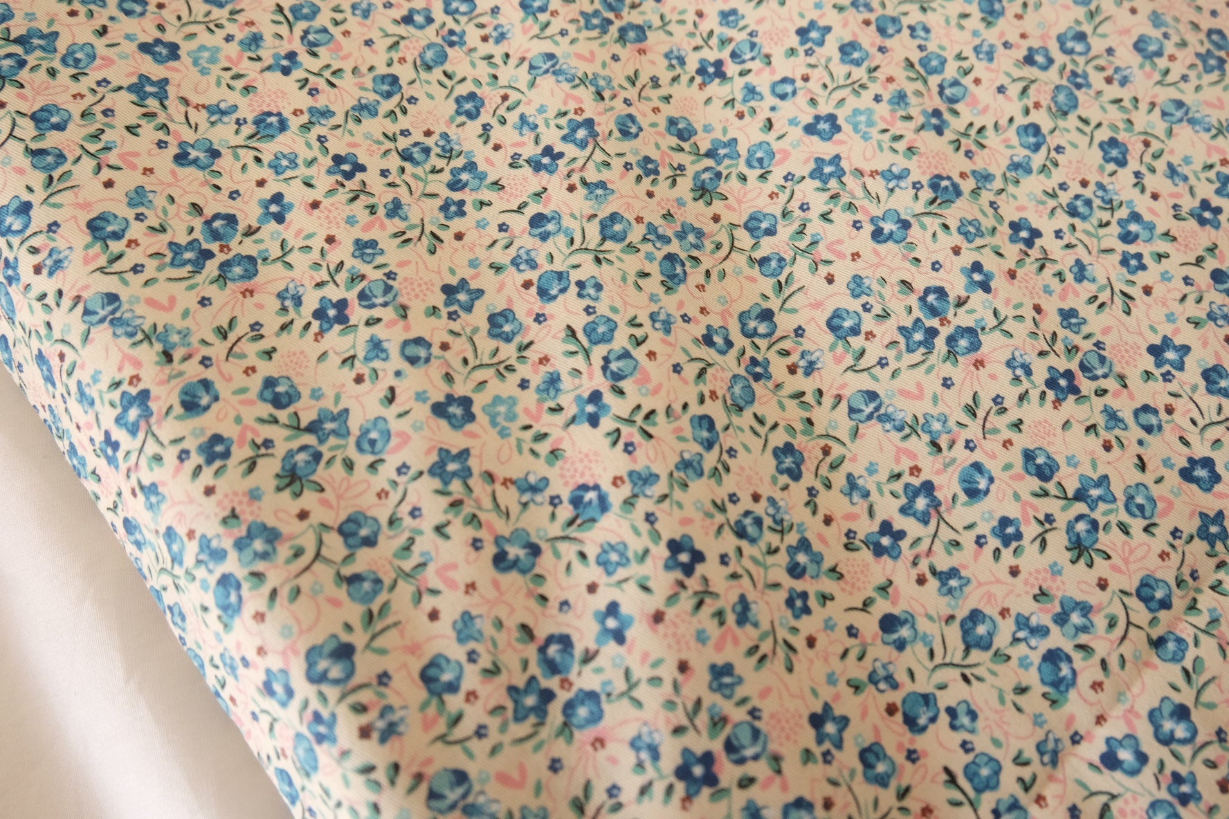 Blue Tiny Floral Cotton Poplin Fabric – 2.2 yd