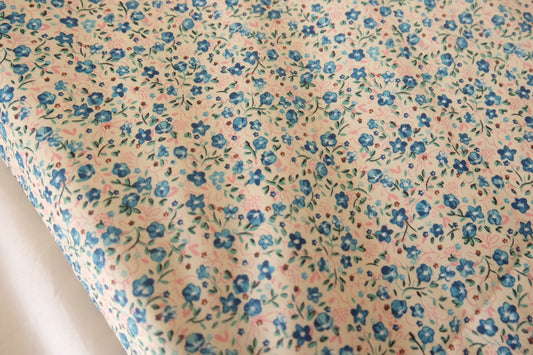 Blue Tiny Floral Cotton Poplin Fabric – 2.2 yd