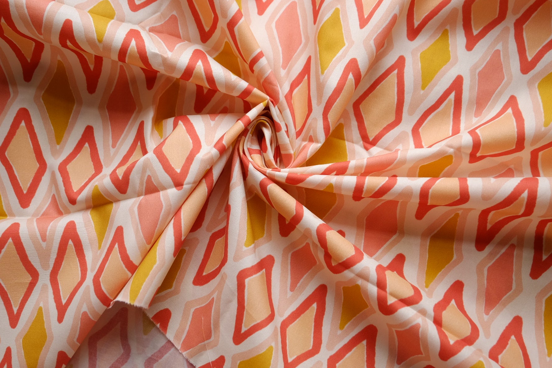Coral Geometric Cotton Poplin – 2.2 yd