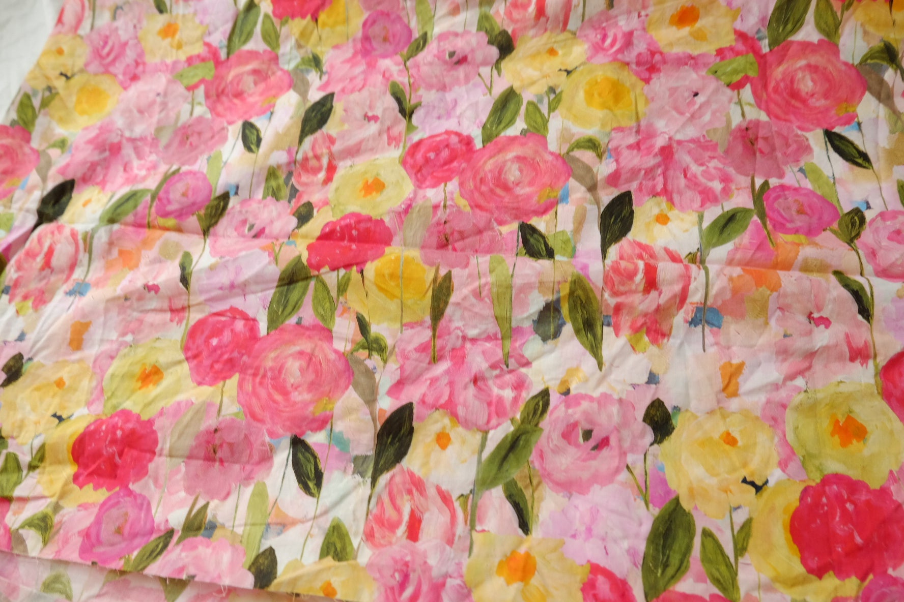 Painterly Floral Cotton Poplin, Lightweight 80s, 1.3 Yards