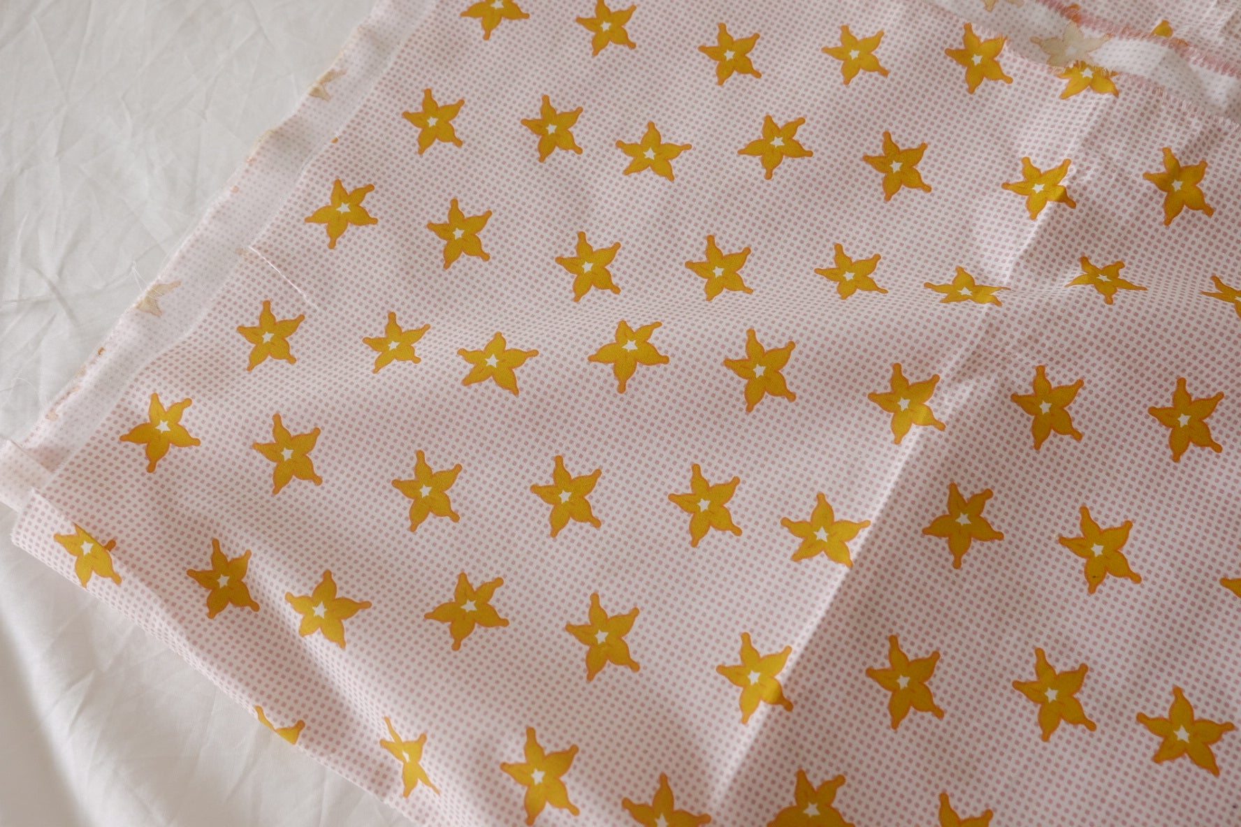 Pink Grid & Mustard Floral Cotton Fabric – 2.2 yd