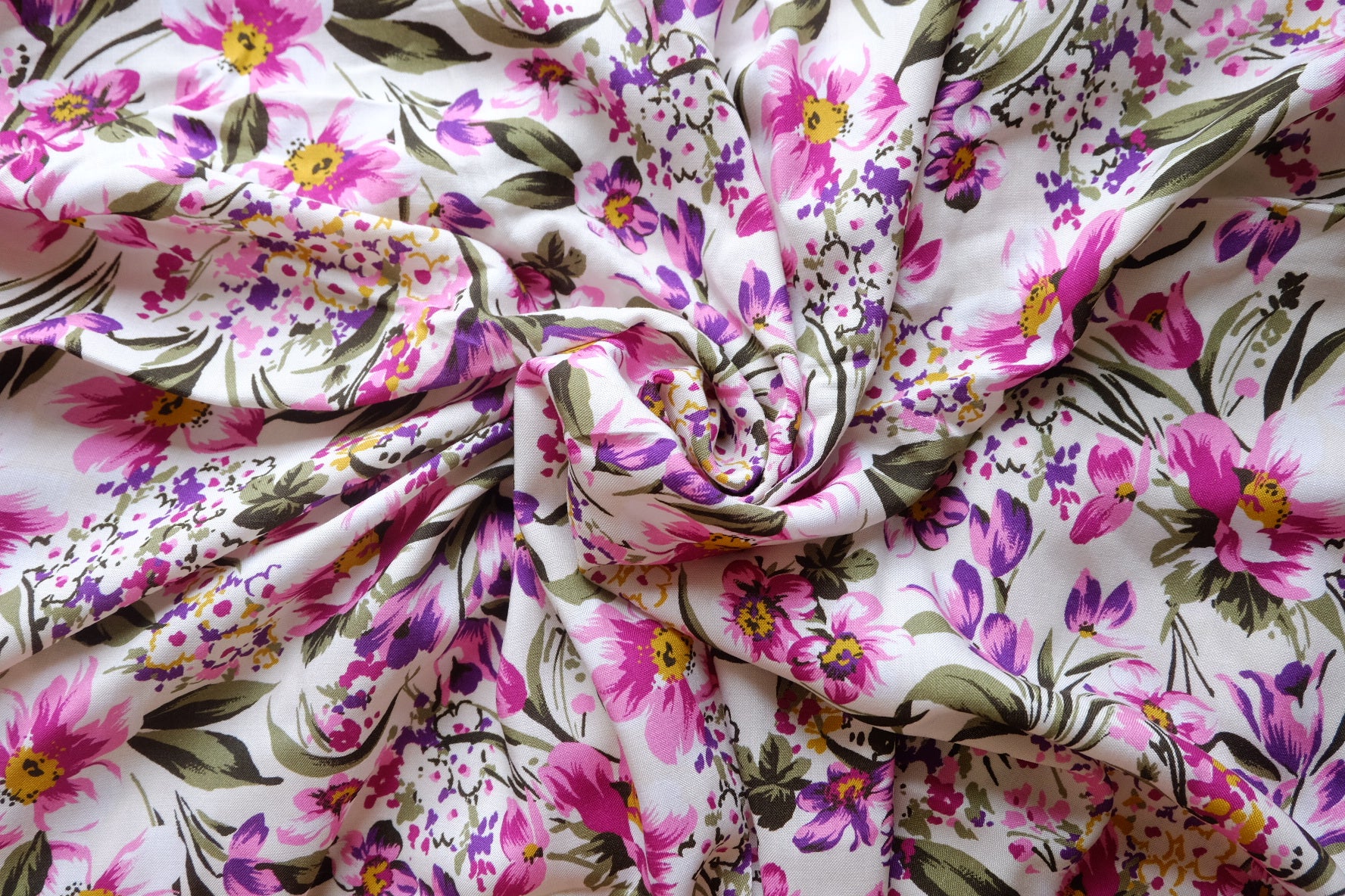 Pink Garden Viscose Challis – 3.3 yd