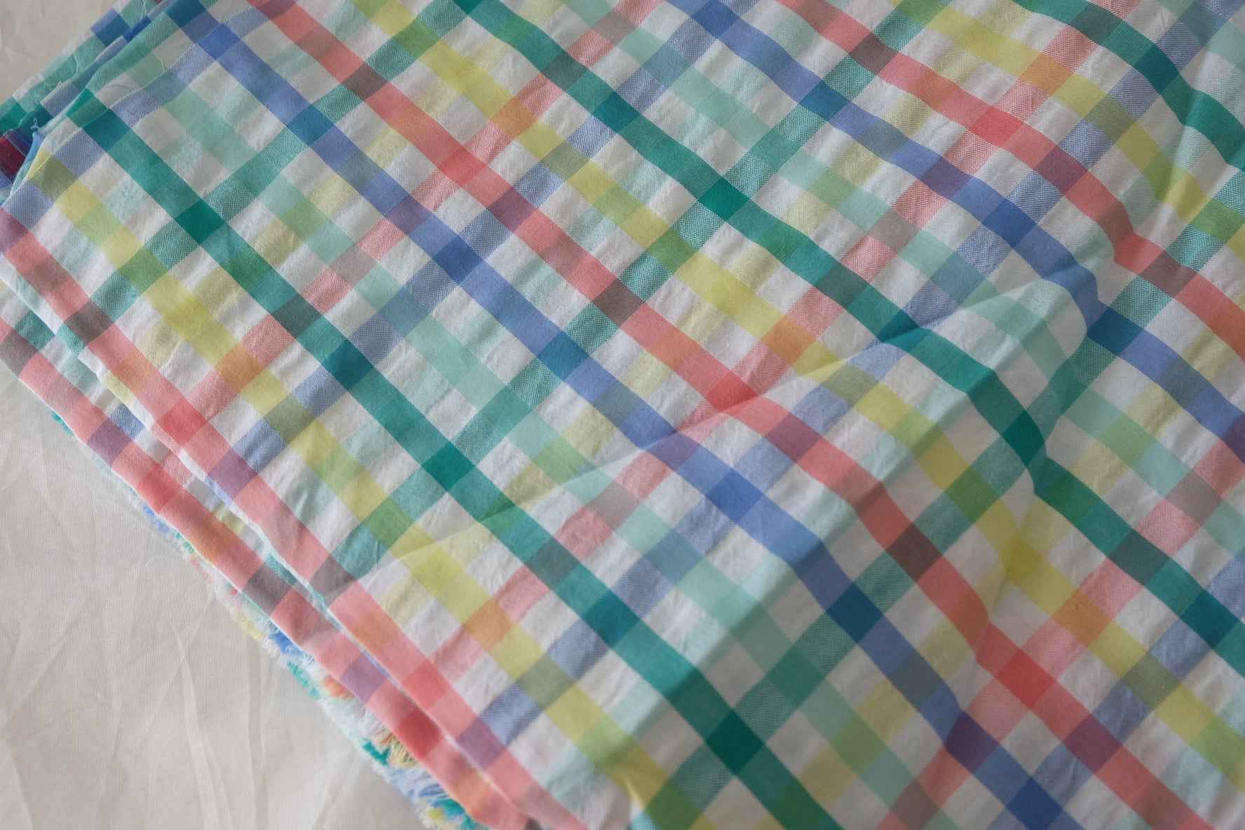 Pastel Plaid Yarn-Dyed Cotton Seersucker Fabric – 2.2 yd