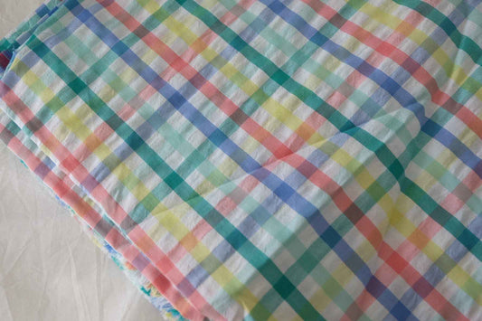 Pastel Plaid Yarn-Dyed Cotton Seersucker Fabric – 2.2 yd
