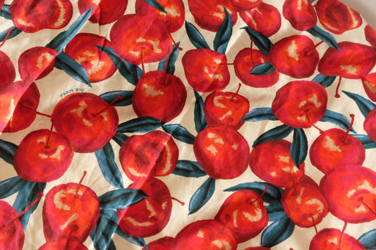 Farm Rio Style Cherry Print Linen Cotton Fabric - 2.4 yd