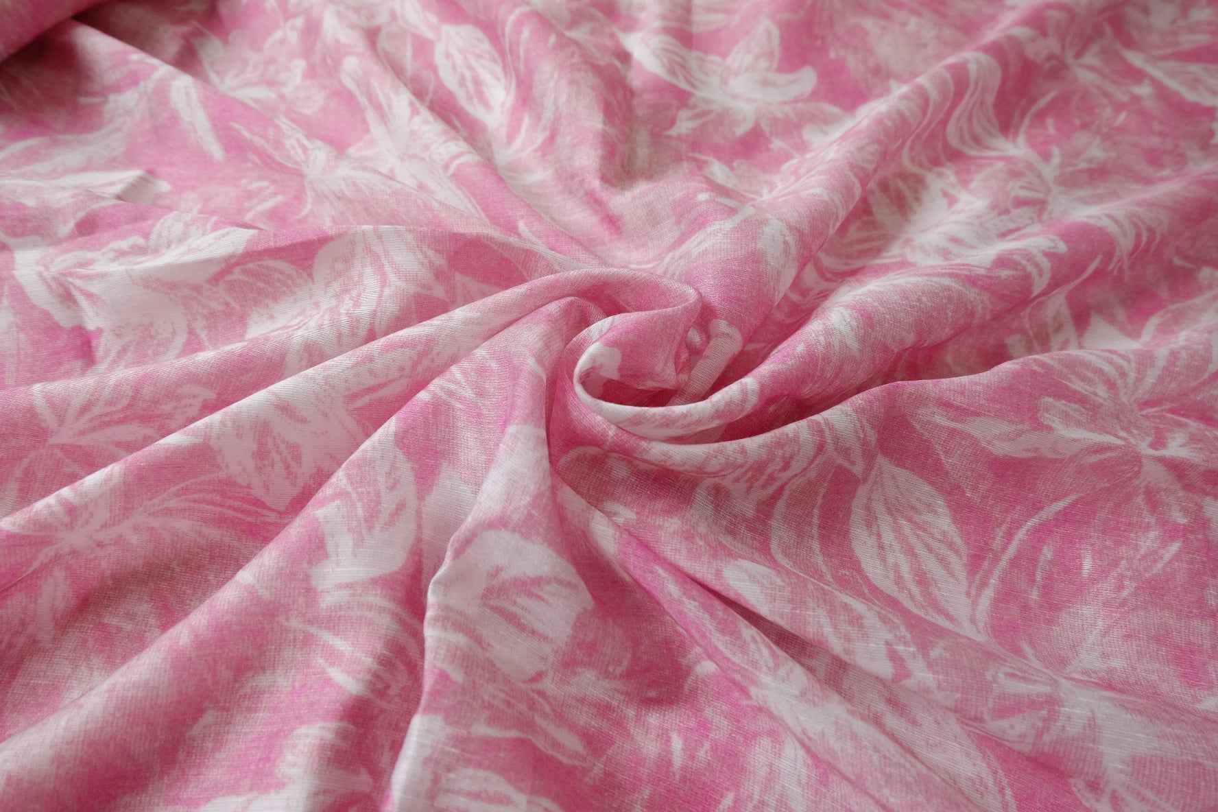 Pink Floral Tencel Ramie-Blend Fabric - 1.64 yd