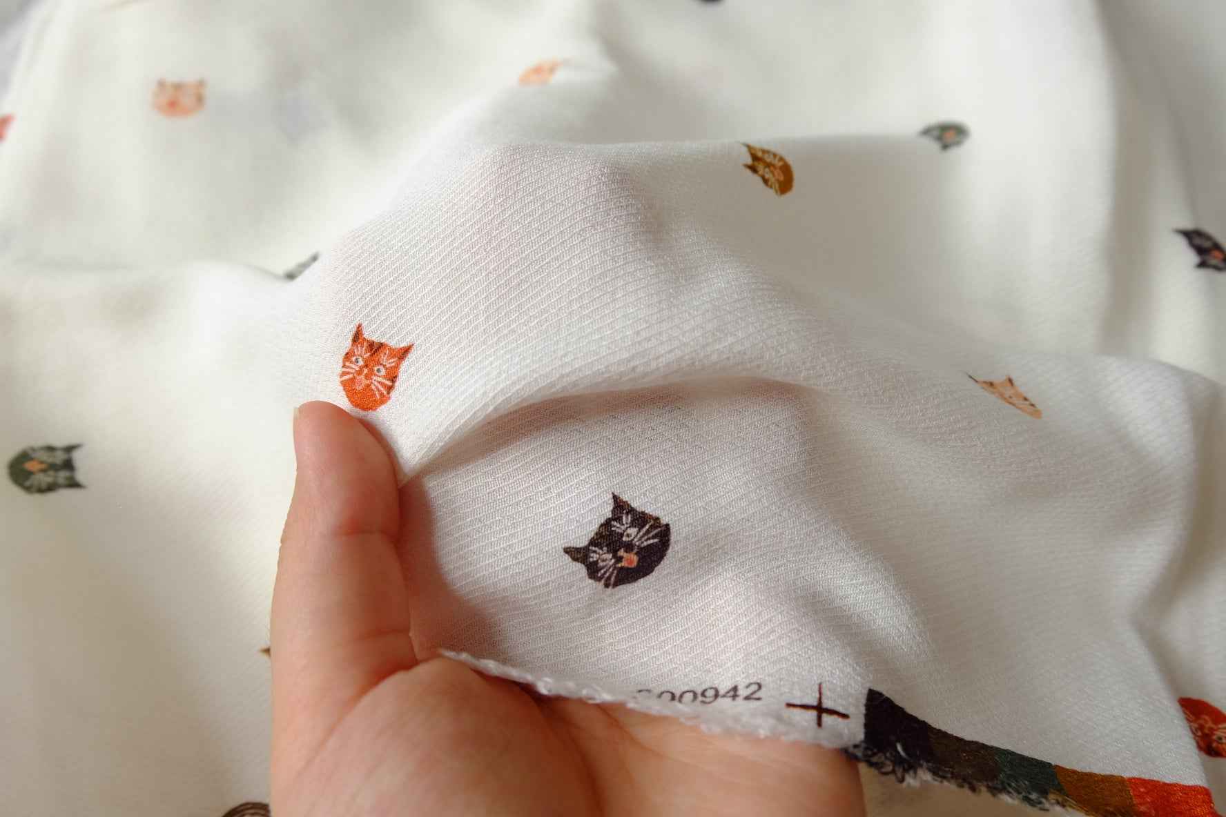 Tiny Cat Cotton Rayon Twill Fabric - 2.19 Yards