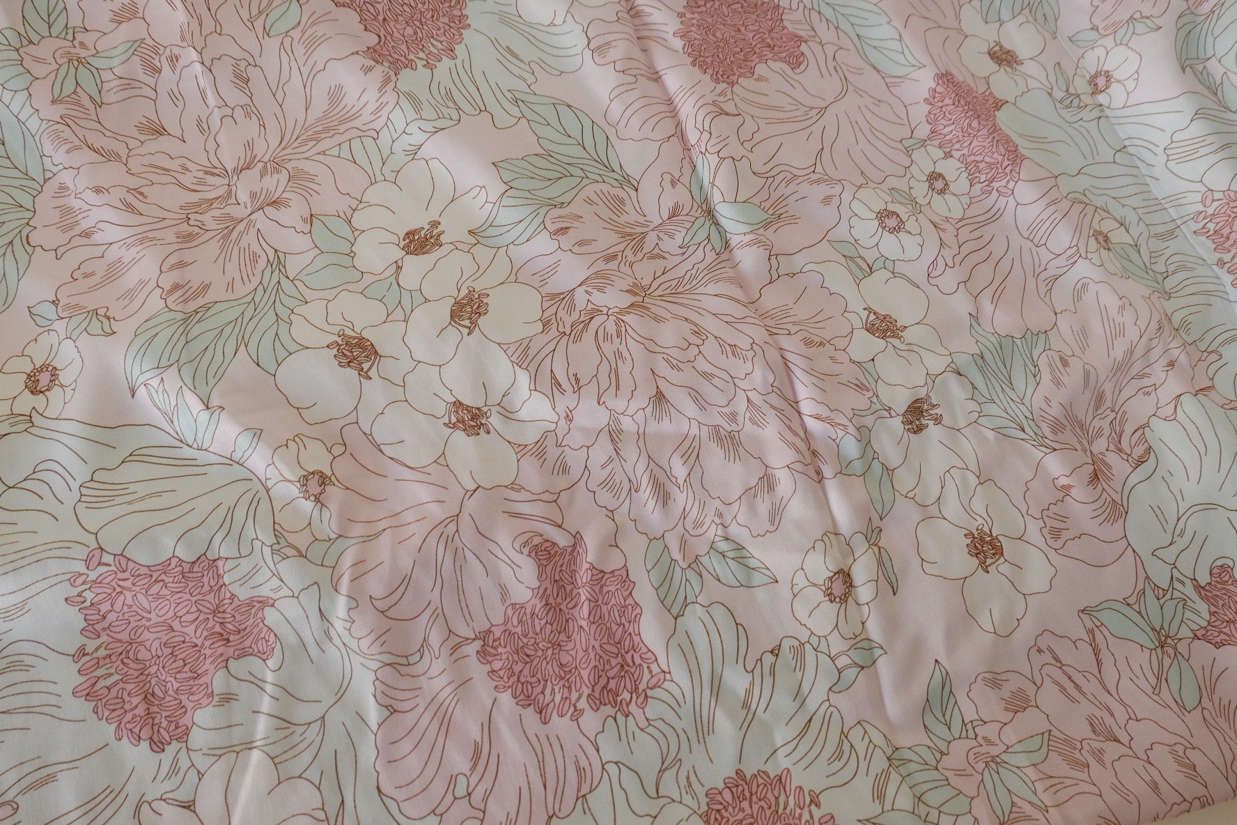 Soft Blush Line Floral Rayon Challis Fabric – 3.3 yd