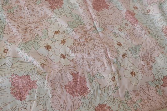 Soft Blush Line Floral Rayon Challis Fabric – 3.3 yd