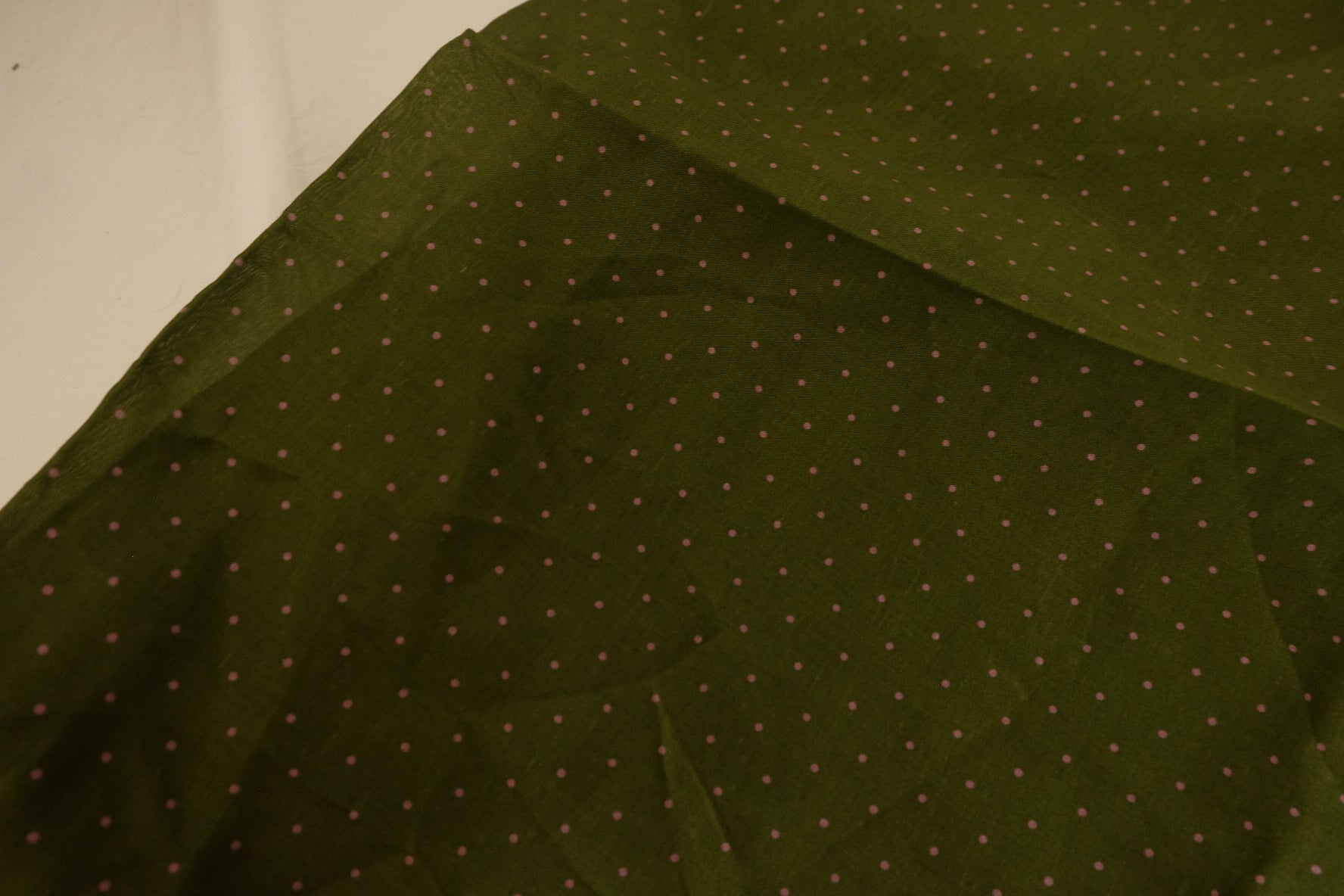 Olive Green Rayon Linen Blend Dot Fabric – 1.5 yd