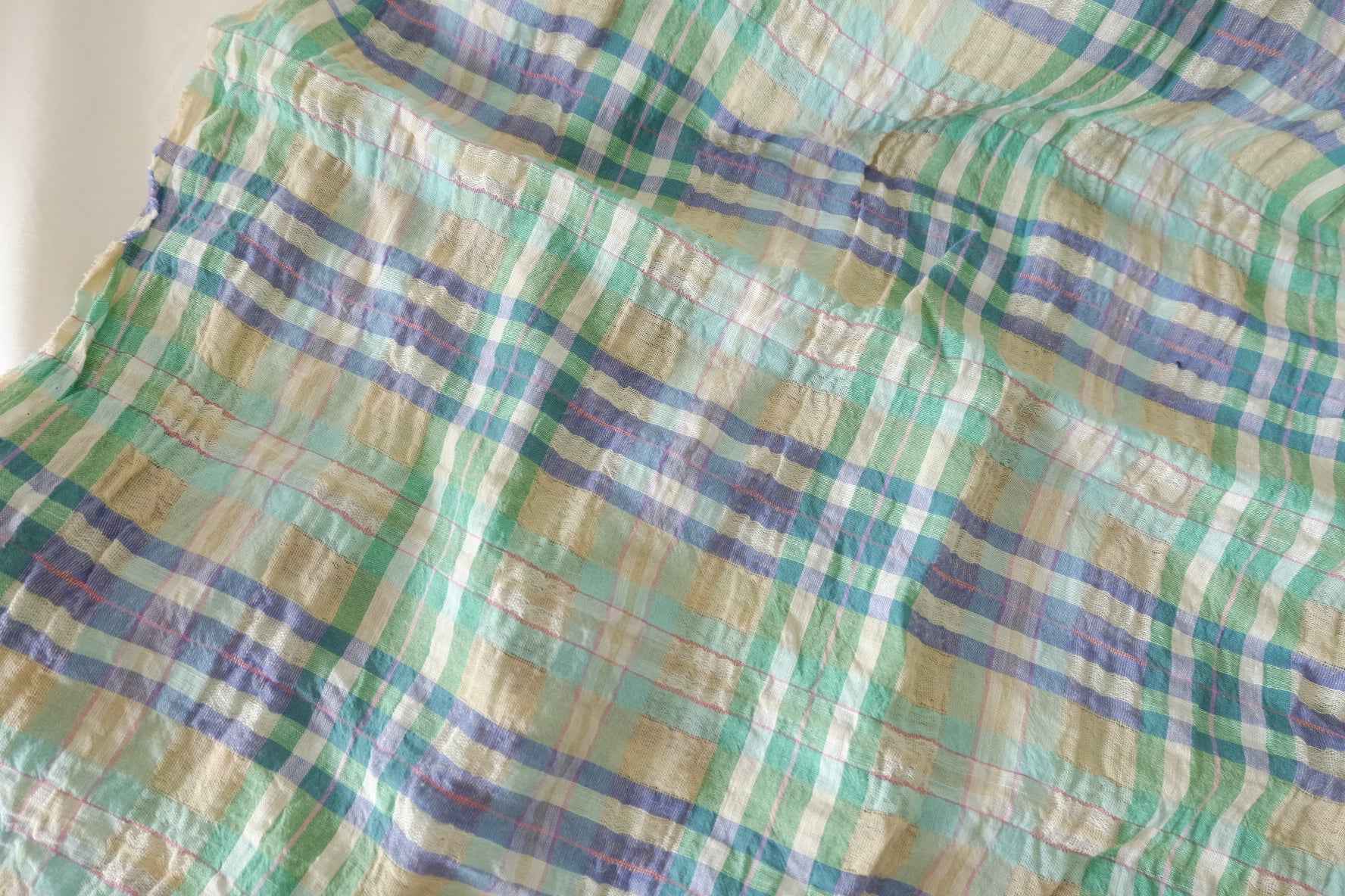 Yarn Dyed Cotton Linen Bubble Plaid Fabric – 1.6 yd