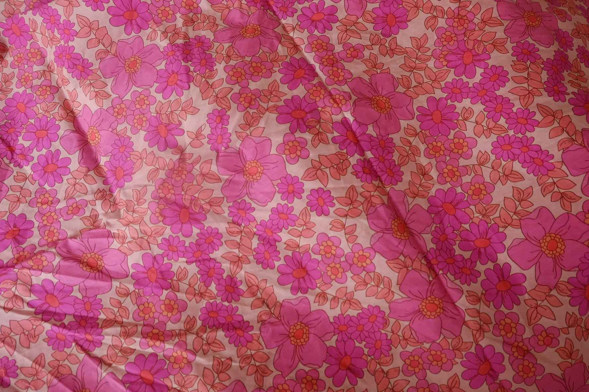 Retro Pink Floral Cotton Lawn — 1.6 yd