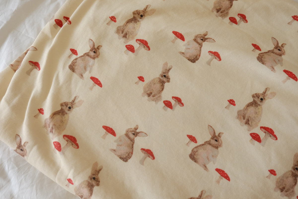 Woodland Bunny & Toadstool Cotton Jersey Knit – 2.51 yd
