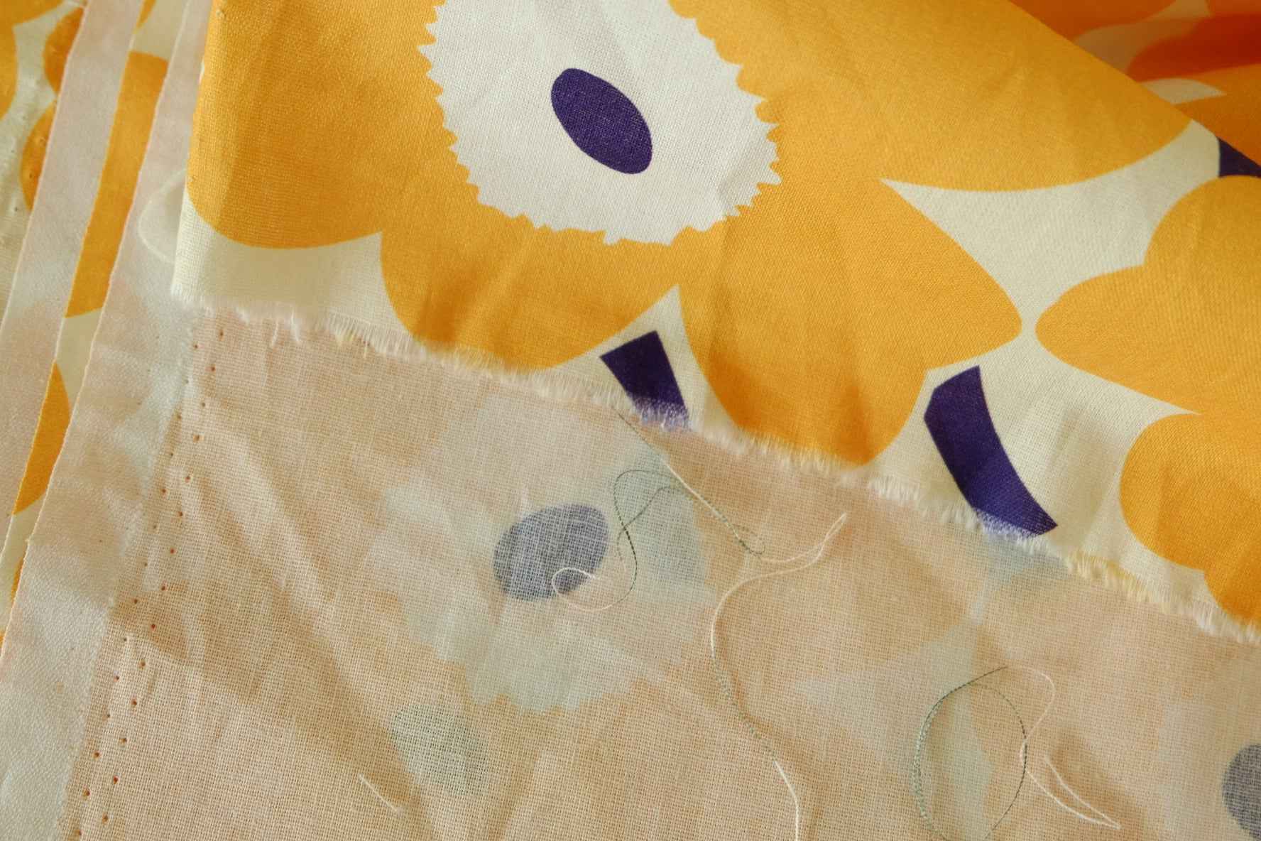 Orange Retro Flower Cotton Fabric – 1.6 yd