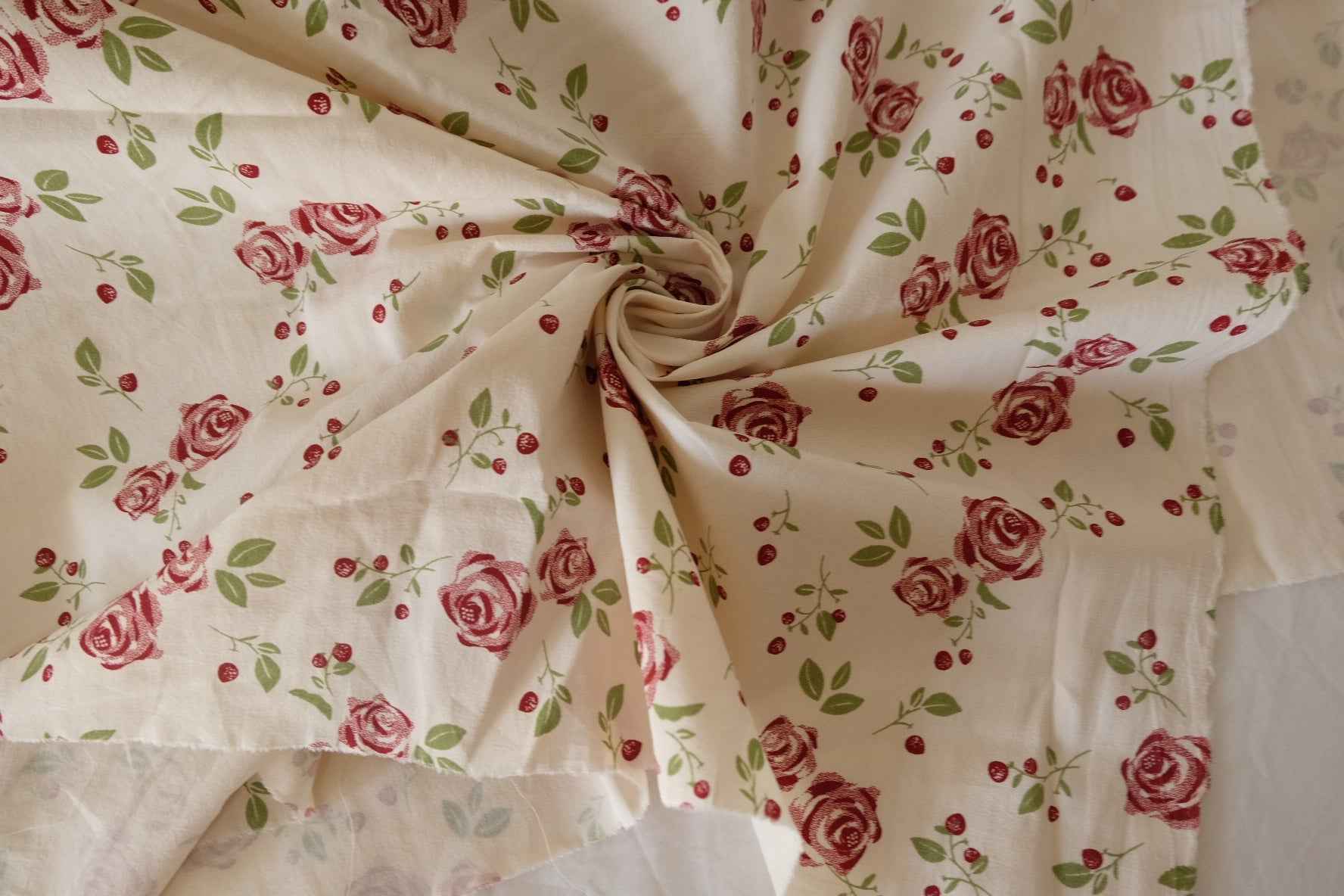 Red Rose Washed Cotton Fabric – 2.2 yd