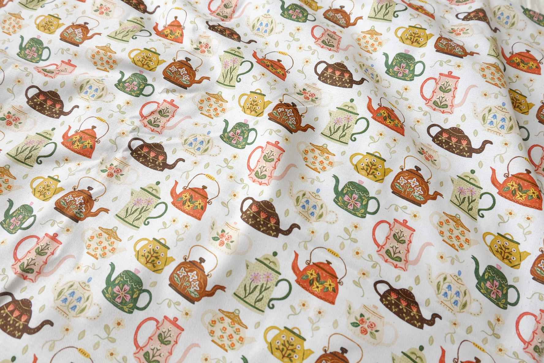 Teapot Print Soft Cotton Twill — 2.19 yd Piece