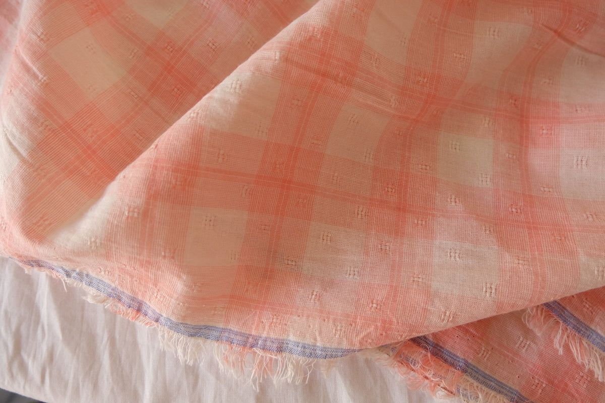 Peach Sorbet Check Cotton Jacquard – 2.19 yd