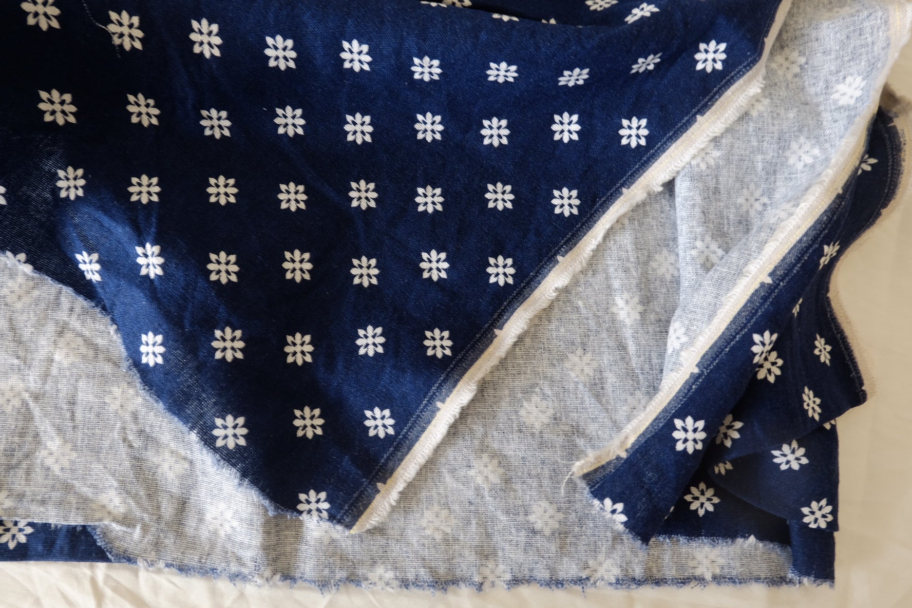 Indigo Daisy Cotton Linen – 1.86 yd