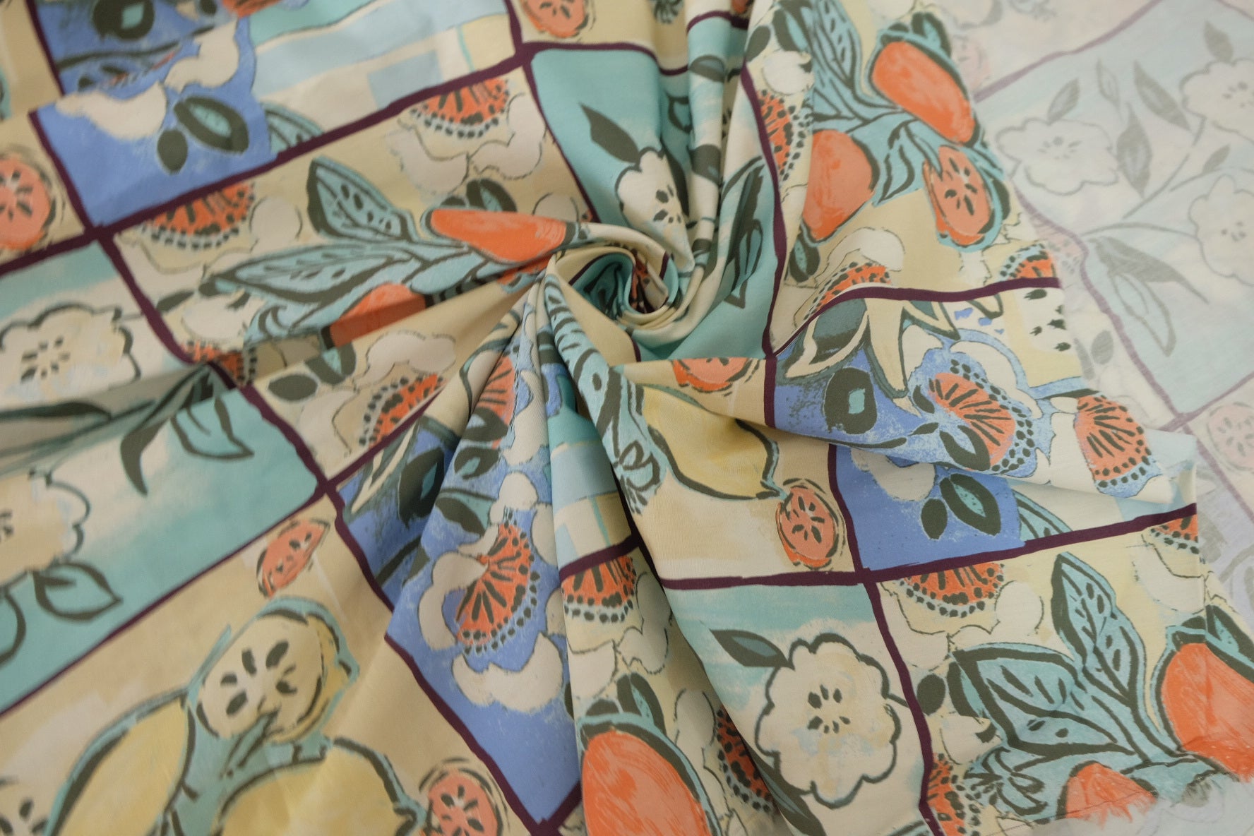 Mediterranean Lemon Patchwork Cotton Poplin Fabric – 3.3 yd