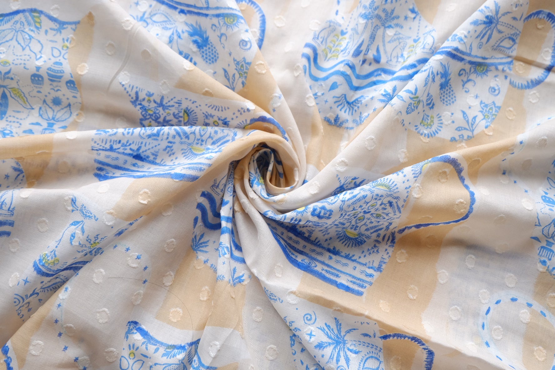 Blue Porcelain Teapot Dobby Cotton – 2.2 yd