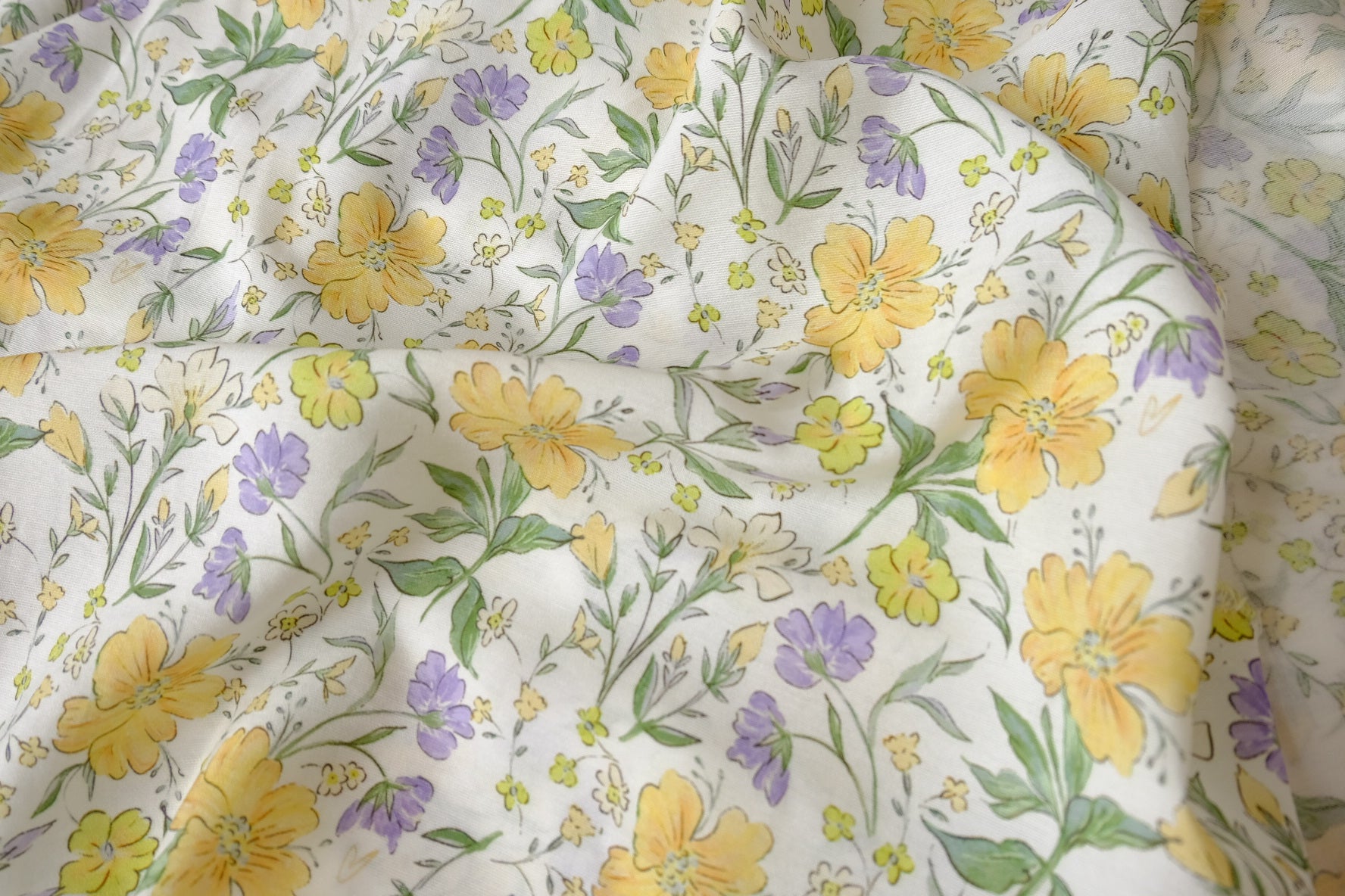 Yellow & Lilac Floral Tencel Cotton, 1.64 Yards
