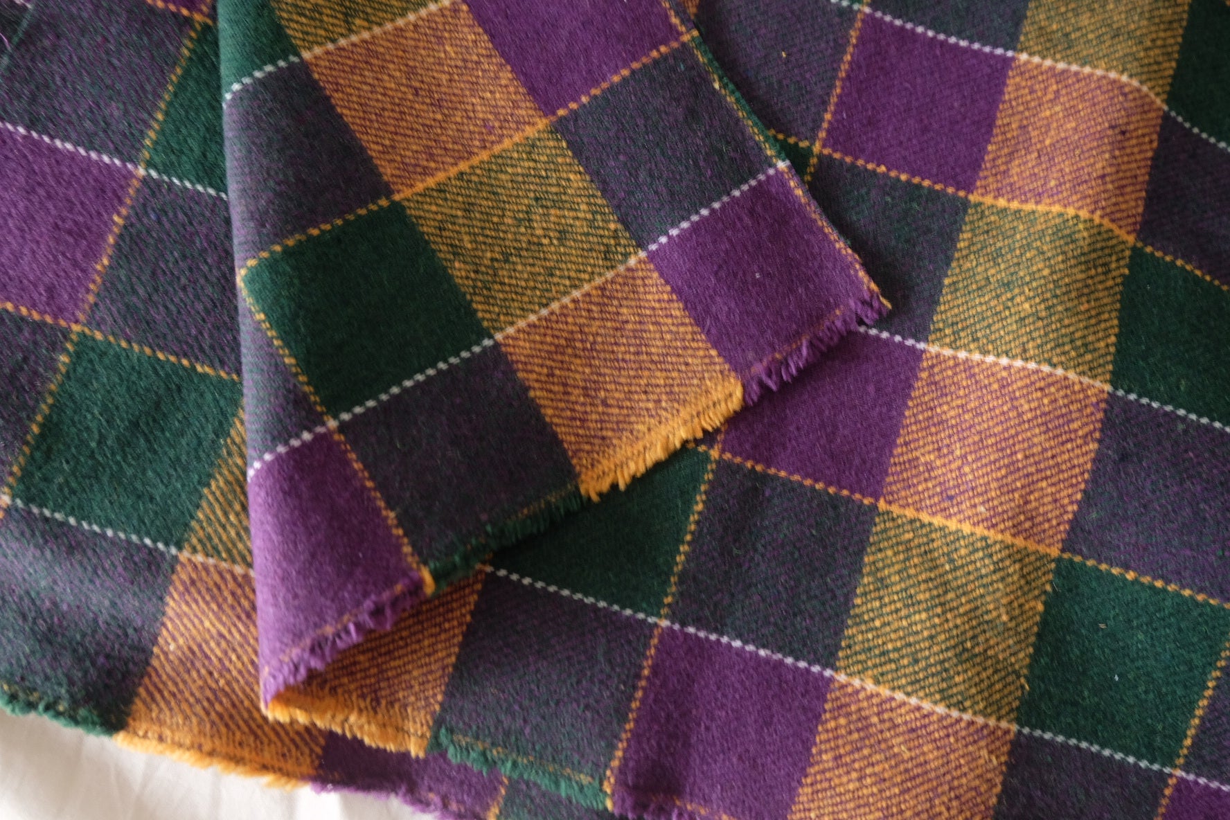Purple & Green Argyle Wool-Look Coating Fabric – 2.19 yd