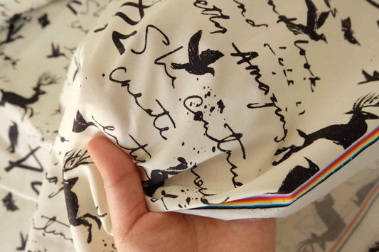 Black Ink Illustration Dense Cotton Poplin Fabric – 2.2 yd