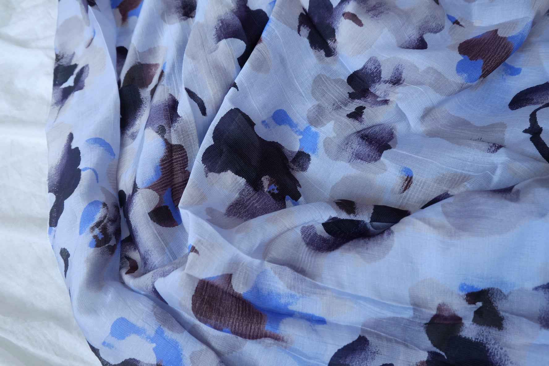 Abstract Watercolor Floral Tencel Cotton Fabric - 3.28 yd