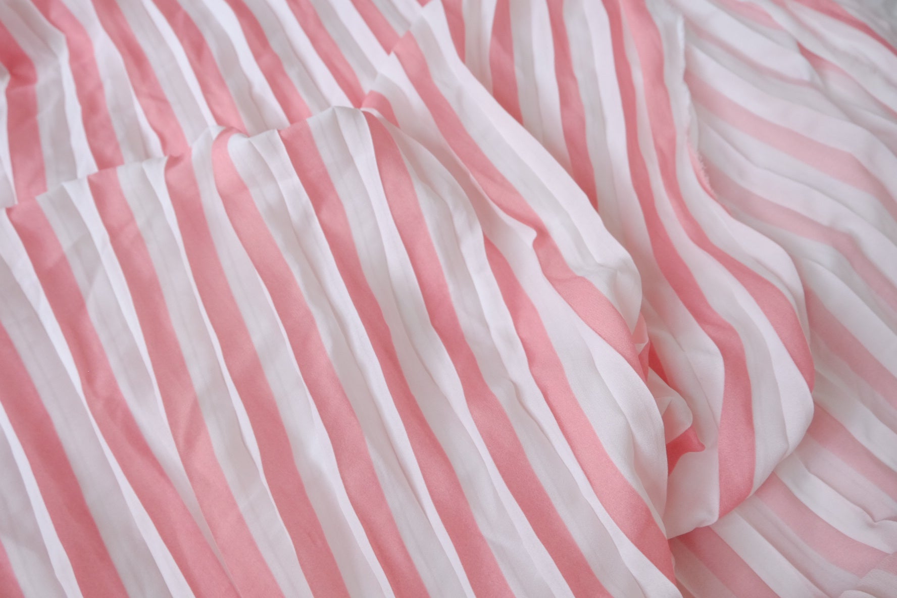 Pink and White Pleated Fabric for Skirts 2.7 Yards