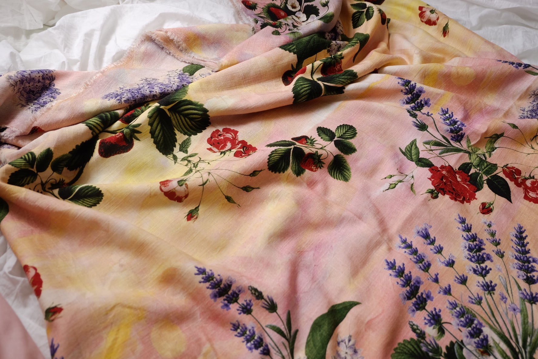 Countryside Garden Scenic Cotton Linen Fabric — 2.19 yd