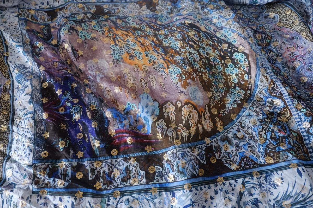 Blue Storybook Gold-Fleck Rayon – 2.8 yd