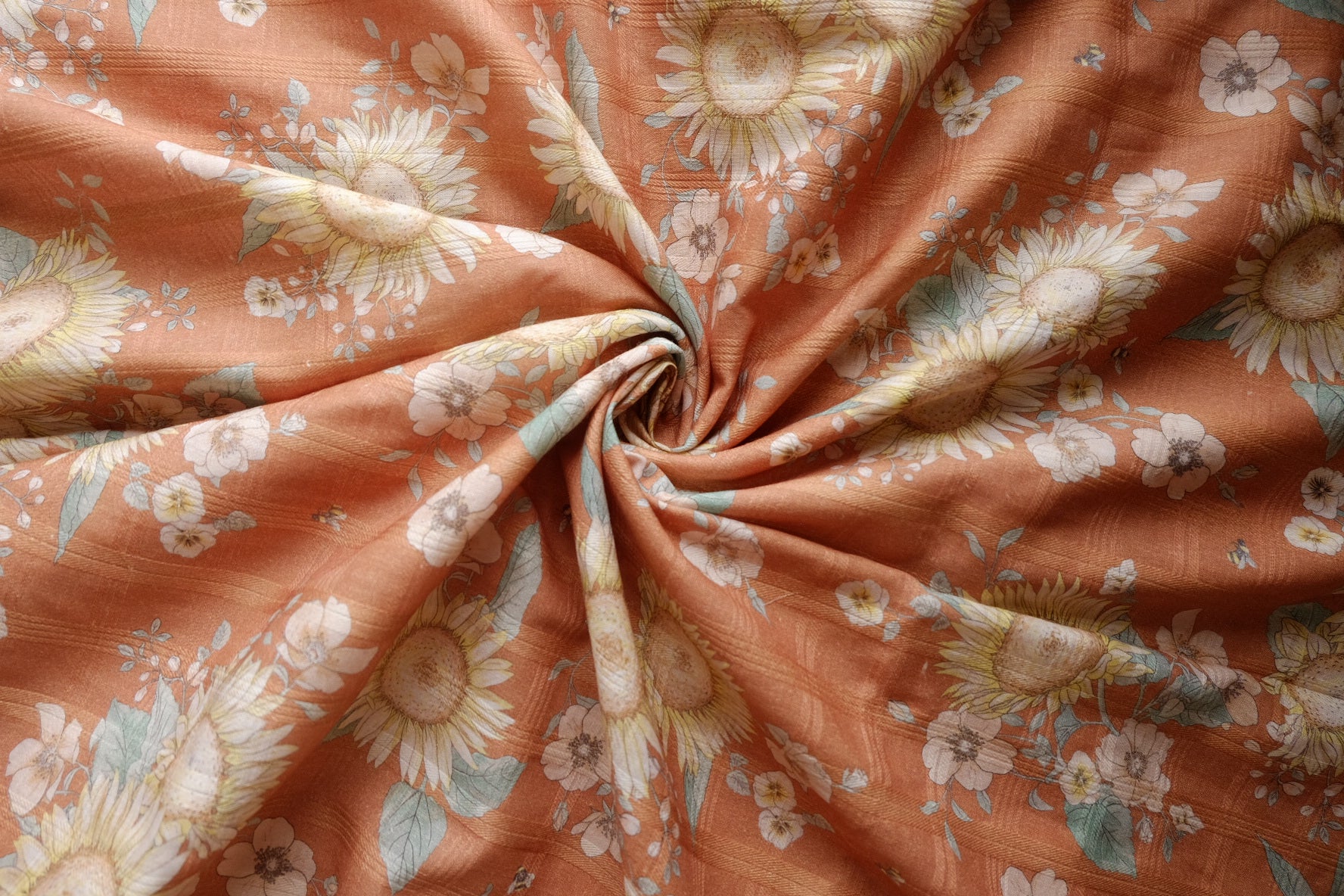Terracotta Sunflower Jacquard Linen Cotton – 3.3 yd