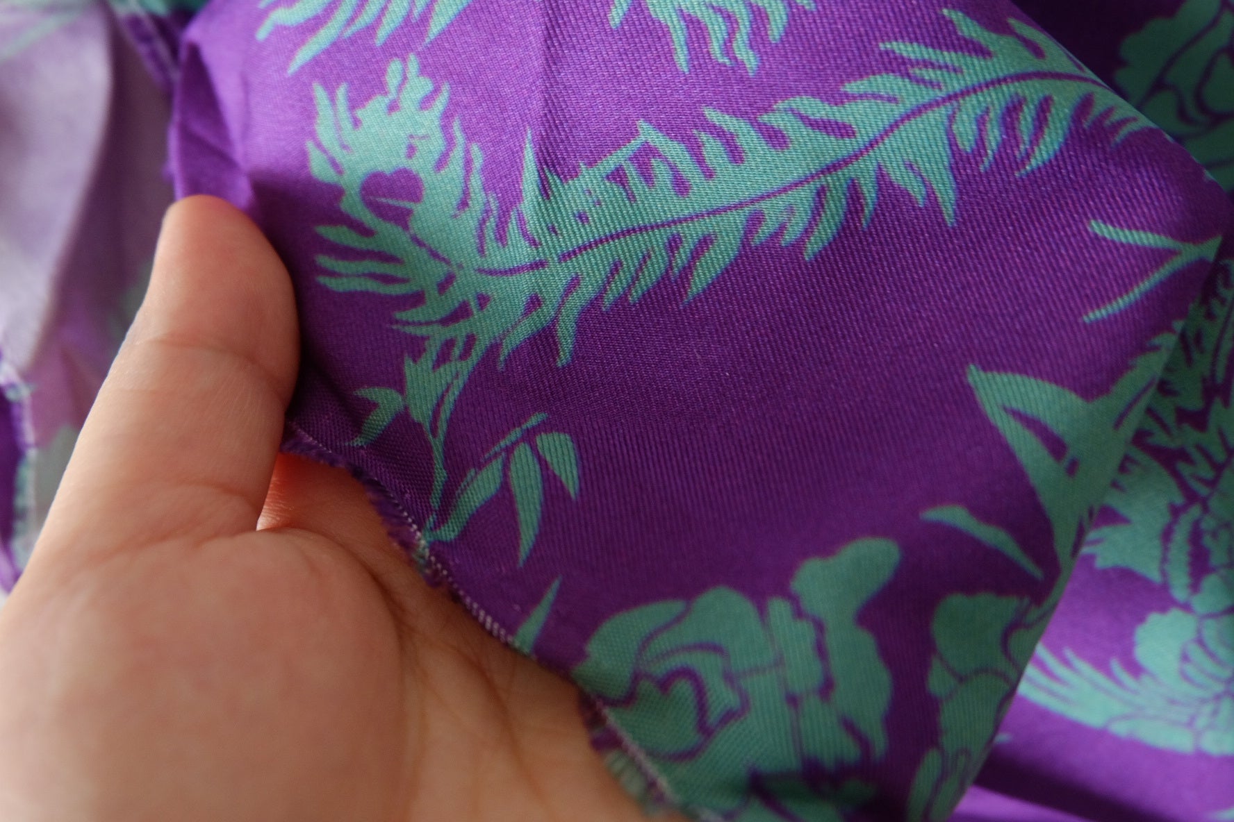 Imperial Purple Phoenix & Peony Mulberry Silk Twill – 3.28 yd