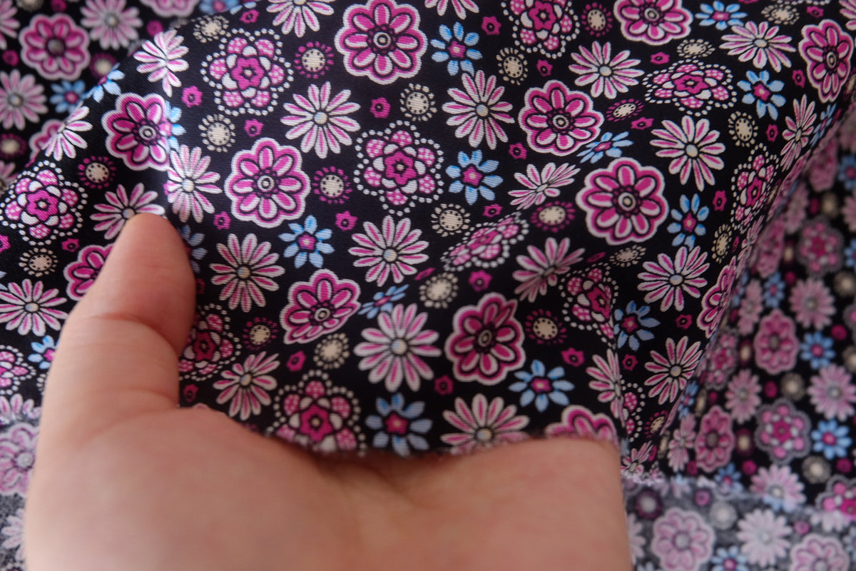 Midnight Pink Folk Floral Cotton – 2.2 yd