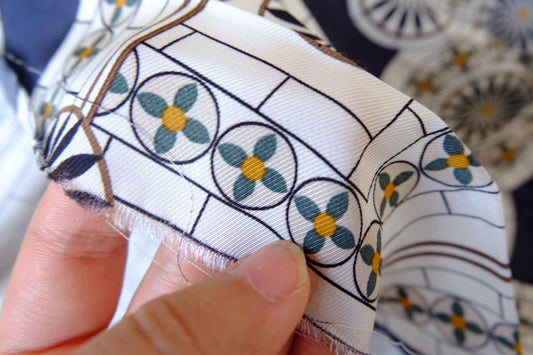 Silky Twill Botanical Tile Viscose Fabric — 3.28 yd