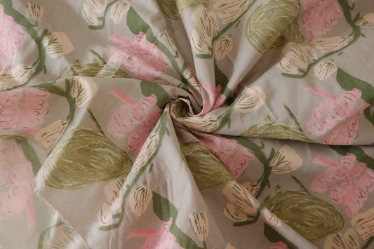 Painterly Botanical Cotton Poplin Fabric – 2.2 yd