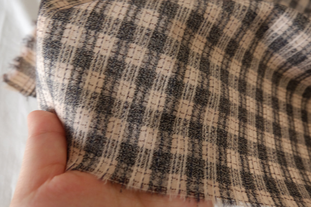 Soft Checked Worsted Wool — 2.19 yd