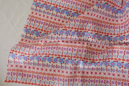 Folk Floral Stripe Cotton Lawn Fabric – 2.7 yd