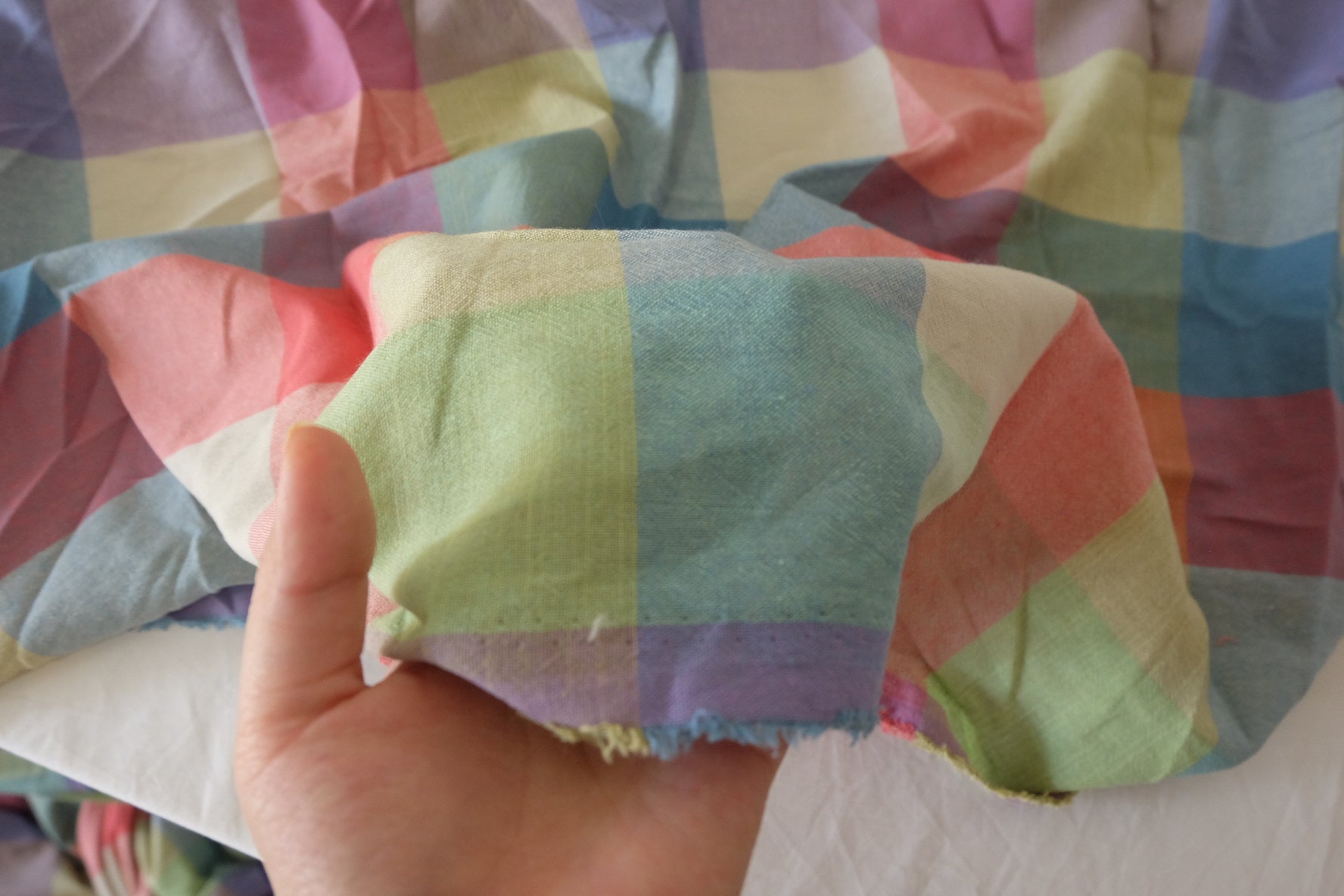Washed Yarn-Dyed Plaid Cotton Fabric – 2.2 yd