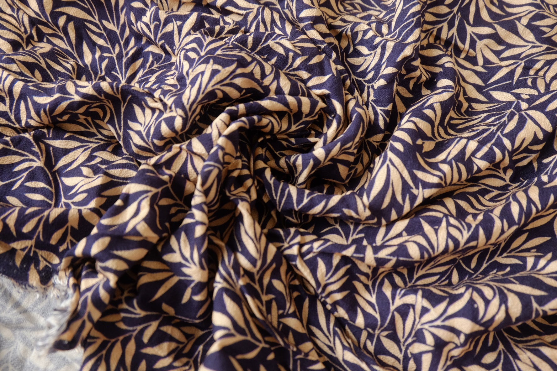 Navy Leaf Print Tencel Cotton, 1.59 Yards