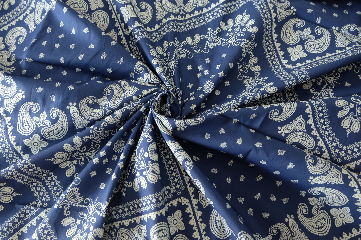 Navy Paisley Bandana Cotton Poplin – 2.2 yd