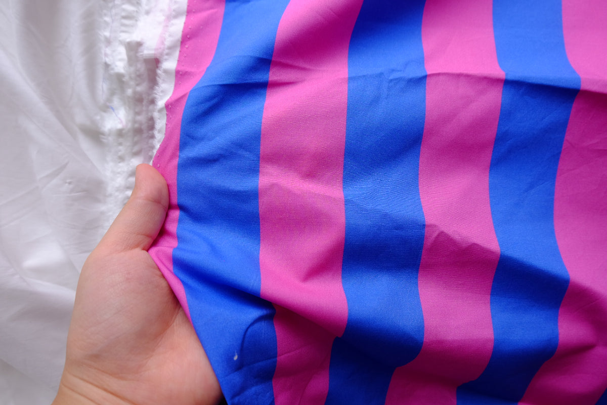 Pink & Cobalt Stripe High-Density Cotton Poplin – 3.9 yd