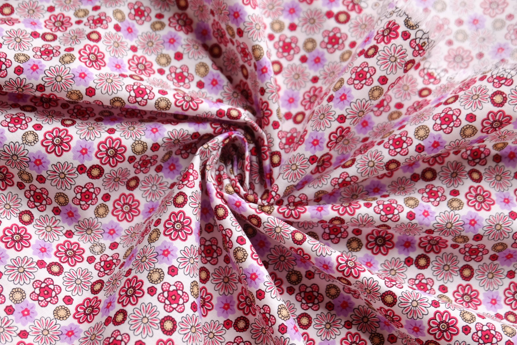Retro Pink Floral Cotton Poplin – 2.2 yd