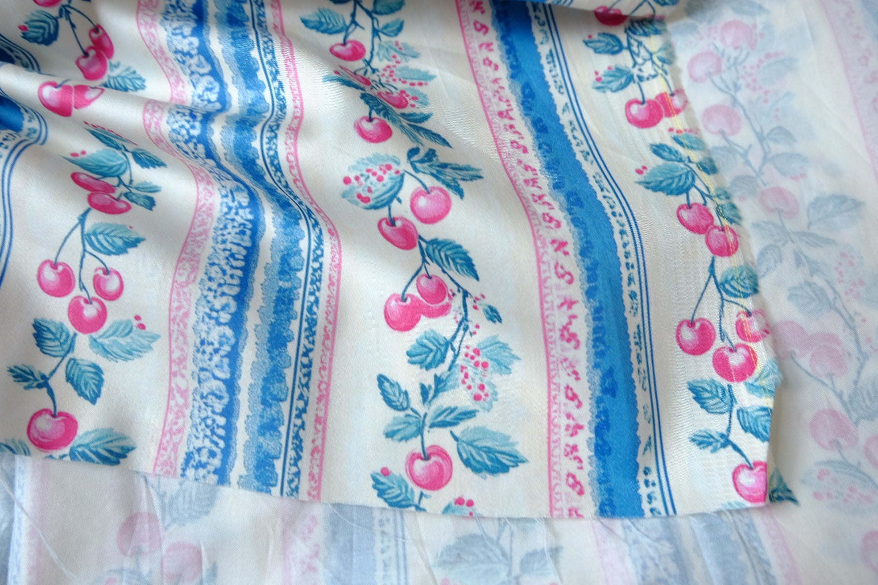 Cherry Stripe Silky Stretch Cotton Sateen — 2.19 yd