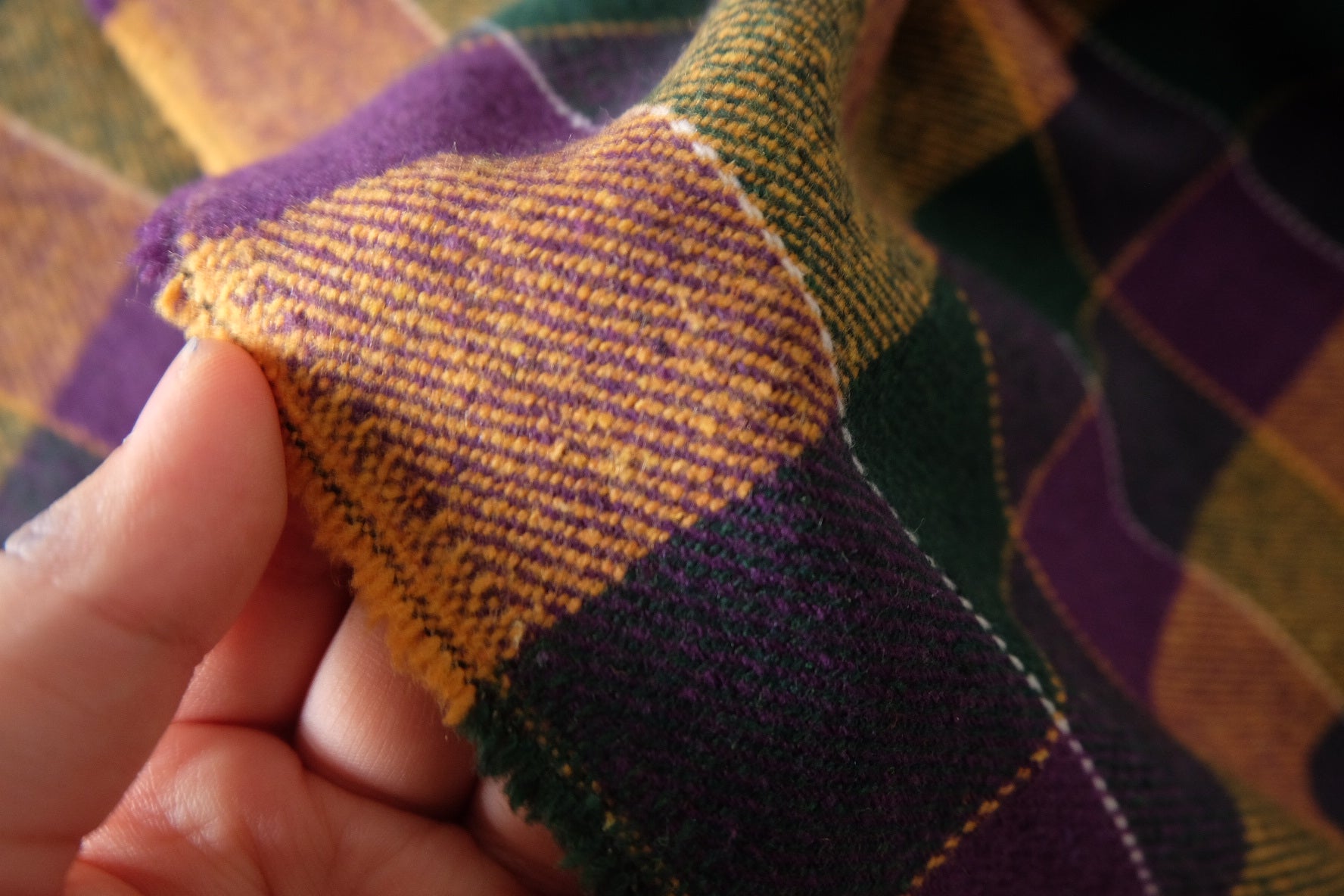 Purple & Green Argyle Wool-Look Coating Fabric – 2.19 yd