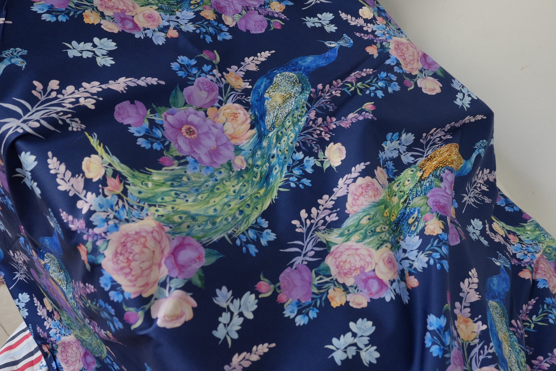 Australian Designer Deadstock Peacock Cotton Sateen Fabric – Sold by the Meter