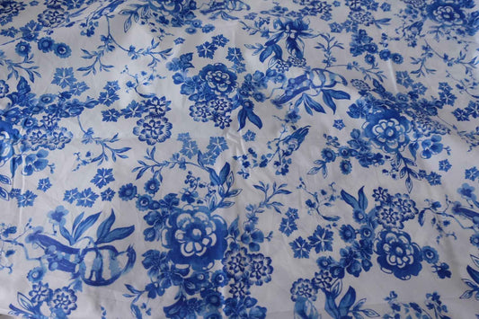 Blue Porcelain Floral Cotton Poplin – 3.3 yd