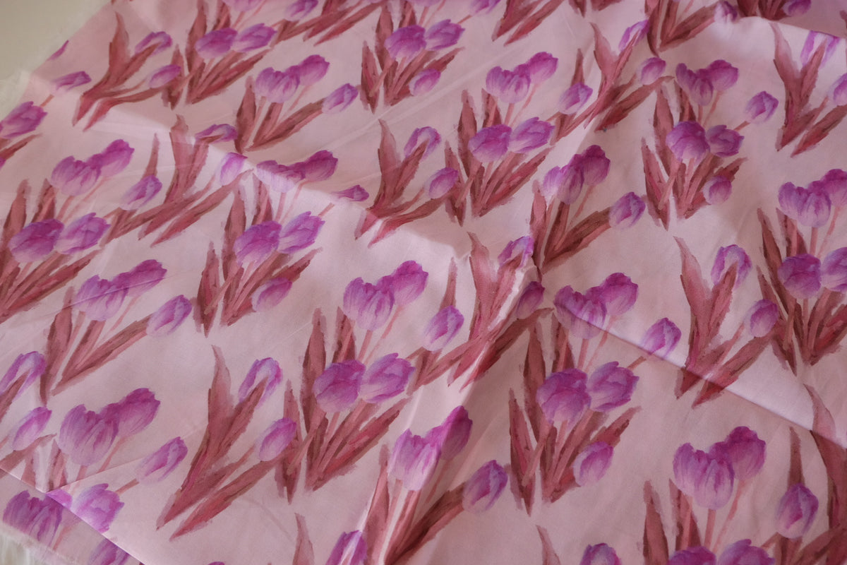 Watercolor Tulips Cotton Poplin – 2.19 yd